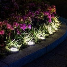 Netscroll Sada 4 solárnych LED svietidiel pre záhradu, chodník alebo terasu, elegantné záhradné osvetlenie, záhradné lampy na solárnu energiu, svetelný senzor, 6-10 hodín bieleho svetla,8 diód,SolarGardenLights
