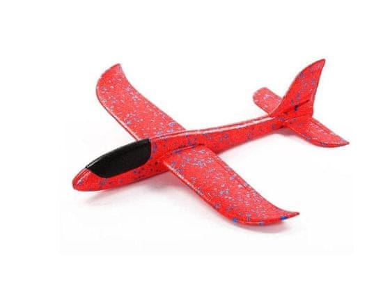 AUR Polystyrénové hádzacie lietadlo dolet až 40 m - farba červená