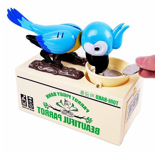 AUR Detská pokladnička papagáj - modrá