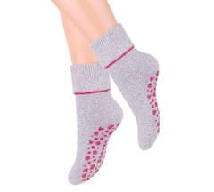 STEVEN Teplé ponožky s protišmykovou šľapou ABS EU 26-28 PESCA (lososovo ružová)