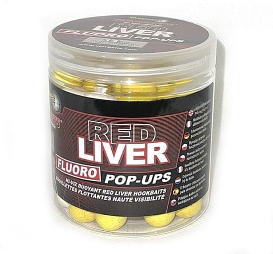 Starbaits Boilie Pop Up Fluo Red Liver - priemer 14 mm, balenie 80 g