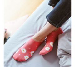 STEVEN Členkové ponožky s margarétkou EU 35-37 CORAL (coralovo oranžová)