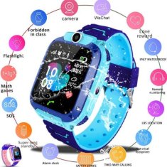 commshop Detské chytré hodinky s GPS lokátorom - modré