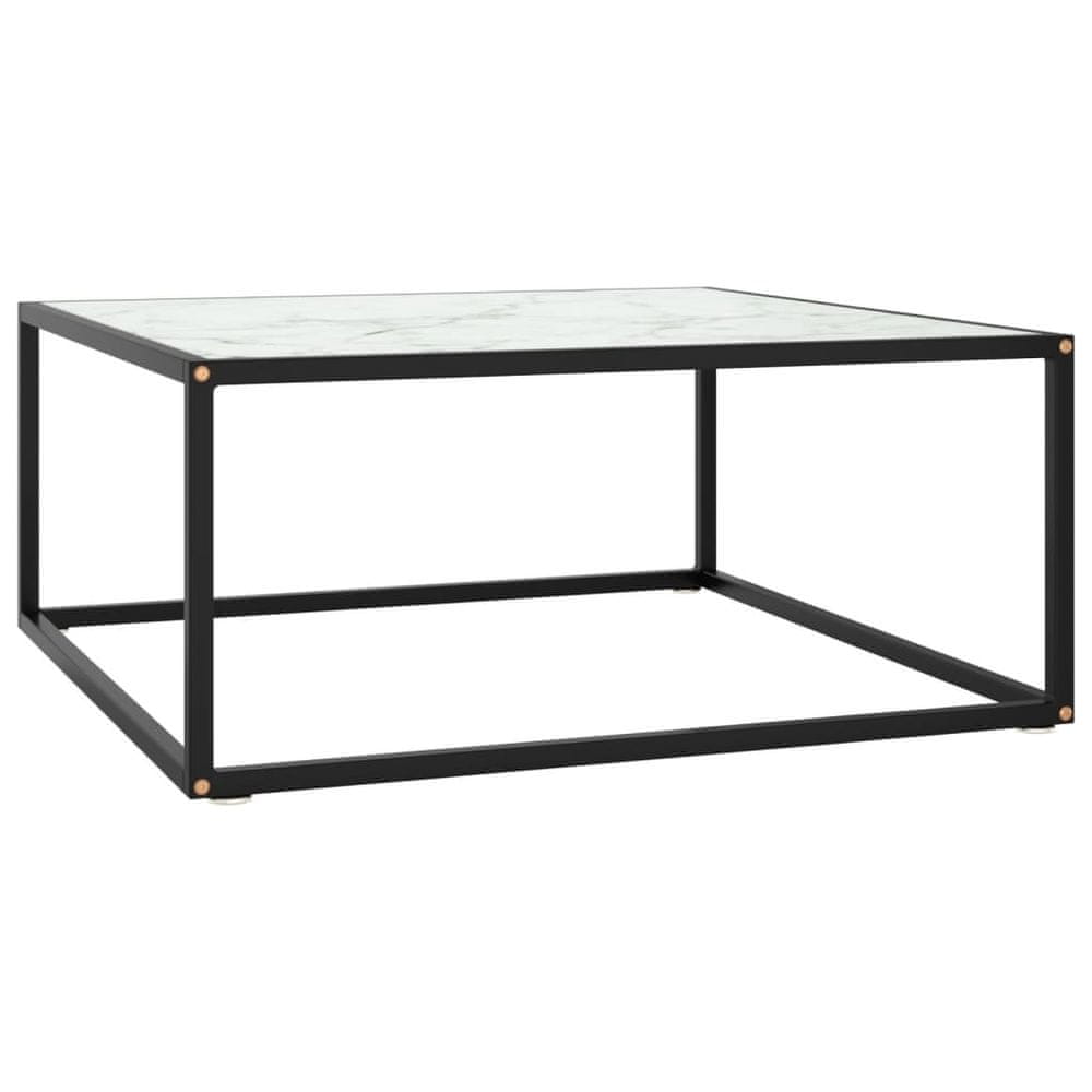 Petromila vidaXL Konferenčný stolík, čierny, biele mramorové sklo 80x80x35 cm