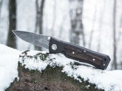 Böker Manufaktur 111054DAM Leopard-Damast II vreckový nôž 9,6 cm, damašek, drevo, hliník