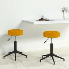 Vidaxl Otočné stoličky, 2 kusy, horčicová farba, čalúnené zamatom