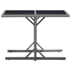 Vidaxl Záhradný stôl antracitový 110x53x72 cm sklenený a polyratan