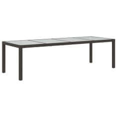 Vidaxl Záhradný stôl hnedý 250x100x75 cm tvrdené sklo a polyratan