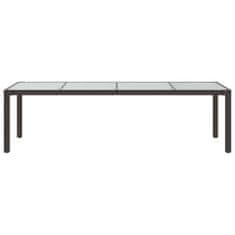Vidaxl Záhradný stôl hnedý 250x100x75 cm tvrdené sklo a polyratan