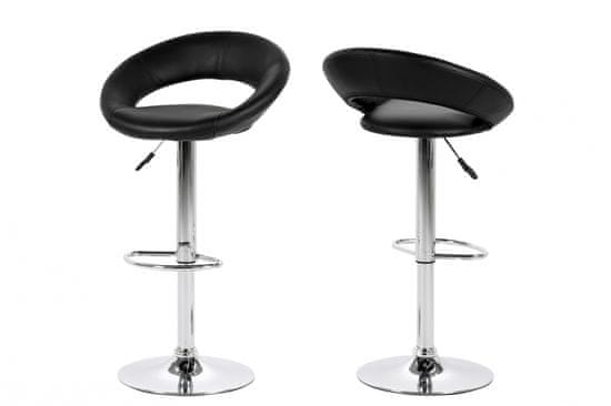Design Scandinavia Barová stolička Plump (SET 2ks), syntetická koža, čierna