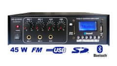 RHsound PA450BE/MP3/FM/BT/IR, 100V zosilňovač s mixom a prehrávačom z USB/SD/BT