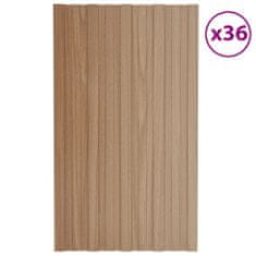 Vidaxl Strešné panely 36 ks pozinkovaná oceľ bledé drevo 80x45 cm