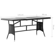 Vidaxl Záhradný stôl čierny 170x80x74 cm polyratanový