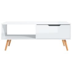 Vidaxl Konferenčný stolík lesklý biely 100x49,5x43 cm drevotrieska
