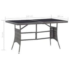 Vidaxl Záhradný stôl, sivý 140x80x74 cm, polyratan