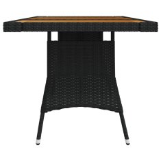 Vidaxl Záhradný stôl čierny 160x70x72 cm polyratan a akáciový masív