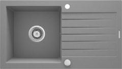 Deante Granitový dřez s okapem Zorba 760.0E Barva: černá, písková, bílá a šedá - Alabastr