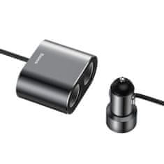 BASEUS Dual autonabíjačka 2x USB 3.1A 17W + 2x zásuvka do zapaľovača 80W, čierna