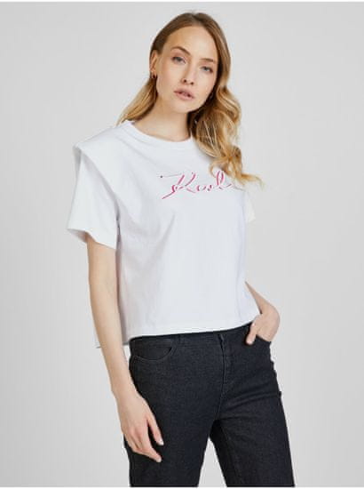 Karl Lagerfeld Biele dámske tričko s ramennými vycpávkami KARL LAGERFELD