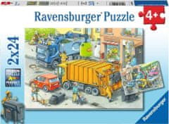 Ravensburger Puzzle Smetiari a odťahový automobil 2x24 dielikov