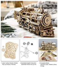 Robotime Rokr 3D drevené puzzle Lokomotíva 350 dielikov