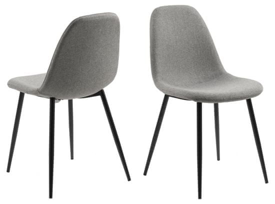 Design Scandinavia Jedálenská stolička Wilma (SET 4ks), tkanina, svetlo šedá / čierna