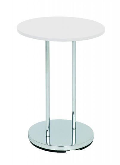 Mørtens Furniture Odkladací stolík Raymond, 55 cm, biela / chróm