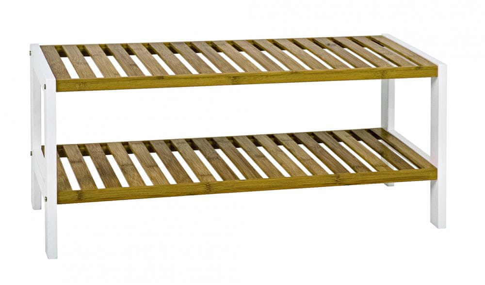 Mørtens Furniture Botník Santos I., 70 cm, biela / bambus