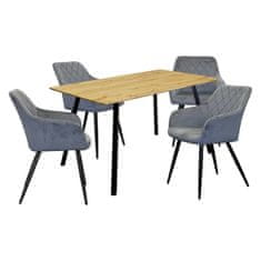 IDEA nábytok Jedálenský stôl BERGEN dub + 4 stoličky DIAMANT sivý zamat