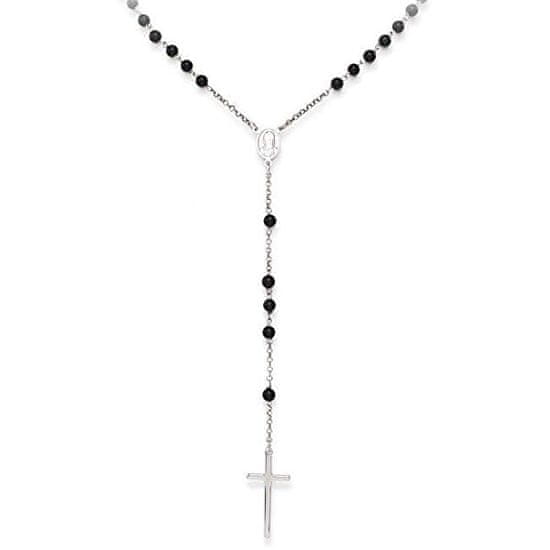 Amen Originálne strieborný náhrdelník s Onyx Rosary CROBON40