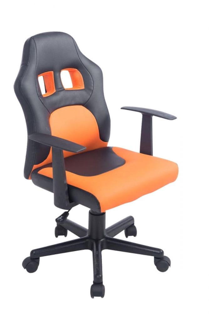 BHM Germany Detská kancelárska stolička Fun, syntetická koža, čierna / oranžová