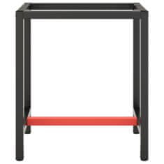 Vidaxl Rám pracovného stola matný čierny a matný červený 70x50x79 cm kov