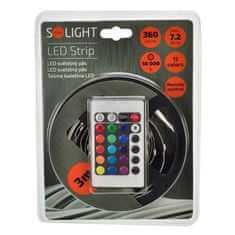 Solight LED svetelný pás, RGB, 3m, sada s 12V adaptérom a DO, 7,2W/m, IP20, WM55