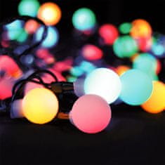 Solight LED 2v1 vonkajšia vianočná reťaz, gule, diaľkový ovládač, 200LED, RGB + biela, 20m+ 5m, 8 funkcií, IP44, 1V09-RGB