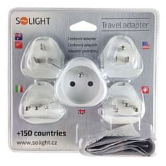 Solight cestovný adaptér, uzemnený, výmenné vidlice pre celý svet, PA20