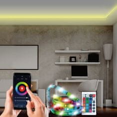 Solight wifi Smart LED svetelný pás, RGB, 5m, sada s adaptérom a dialkovým ovladačom, WM57