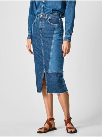 Pepe Jeans Modrá dámska rifľová midi sukňa Pepe Jeans Piper