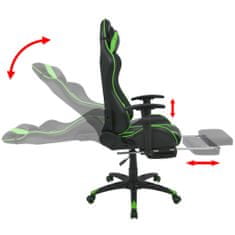 Vidaxl Sklápacie kancelárske kreslo s podnožkou, pretekársky dizajn, zelené