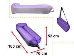 Ikonka Lazy BAG SOFA airbed black and purple 185x70cm