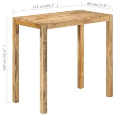 Vidaxl Barový stôl, 112x60x108 cm, surové mangové drevo