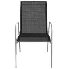 Petromila vidaXL Stohovateľné záhradné stoličky 2 ks čierne oceľ a textilén