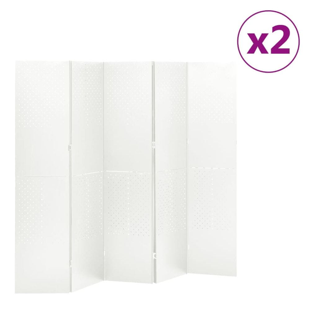 Petromila vidaXL 5-panelové paravány 2 ks biele 200x180 cm oceľ