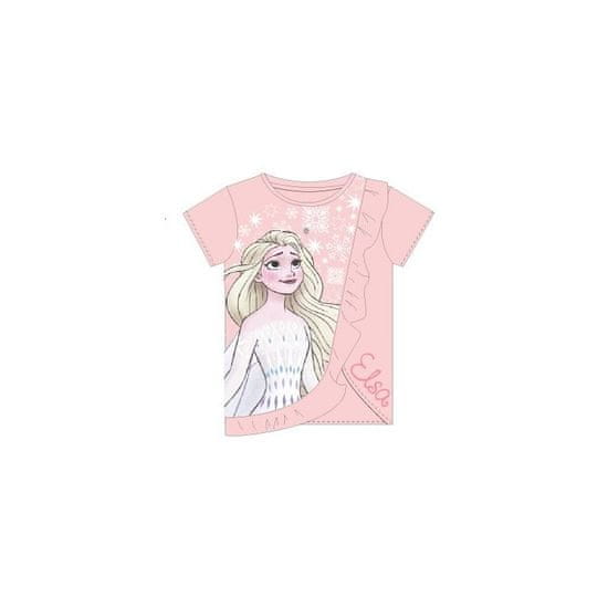 Eplusm Dievčenské bavlené tričko DISNEY FROZEN, ružové 8 rokov (128cm)