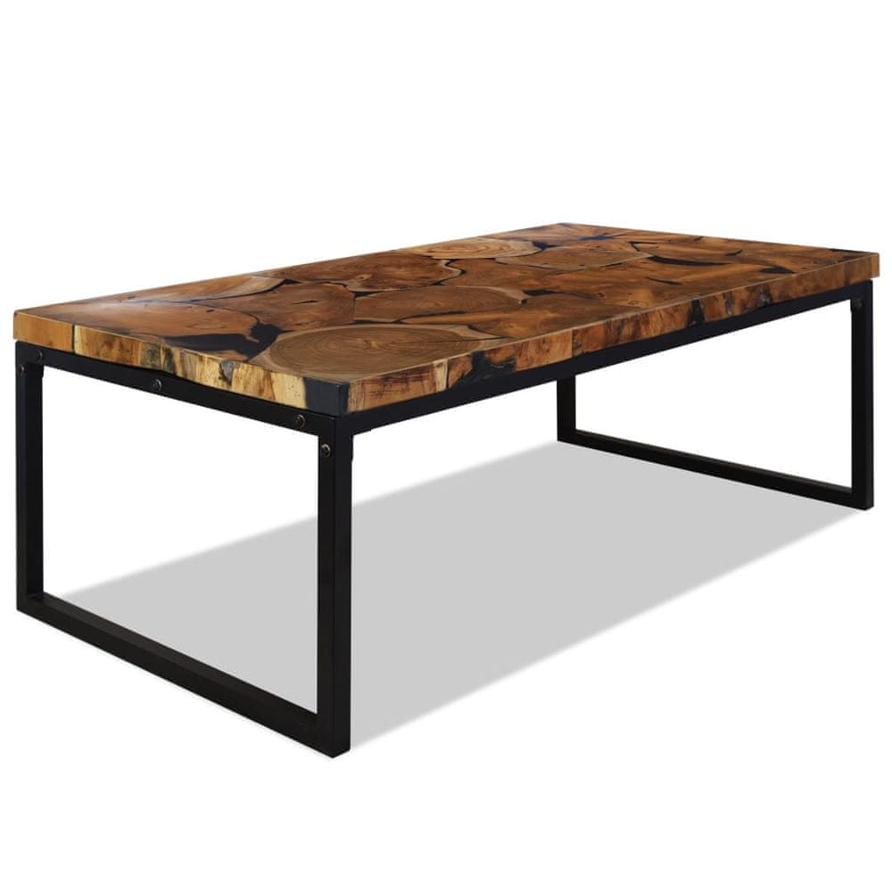 Petromila vidaXL Konferenčný stolík, teakové drevo a živica 110x60x40 cm