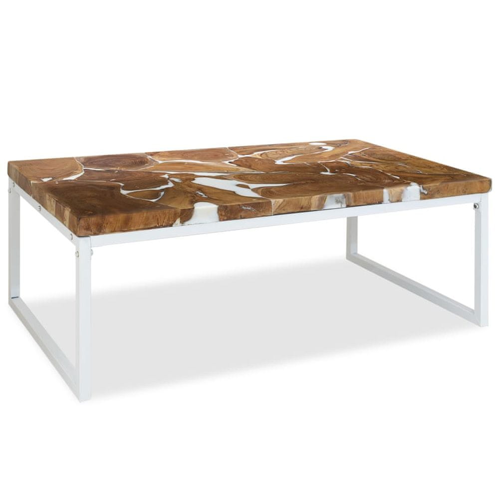 Petromila vidaXL Konferenčný stolík, teakové drevo a živica 110x60x40 cm