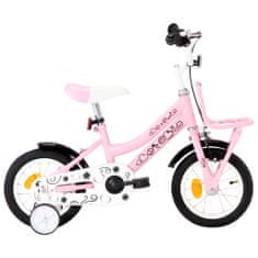 Vidaxl Detský bicykel s predným nosičom 12 palcový biely a ružový