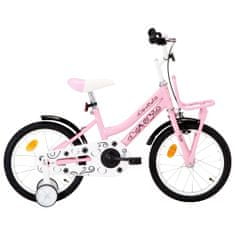 Vidaxl Detský bicykel s predným nosičom 16 palcový biely a ružový