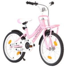 Vidaxl Detský bicykel s predným nosičom, 18-palcový, ružovo čierny