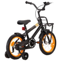Vidaxl Detský bicykel s predným nosičom 14 palcový čierny a oranžový