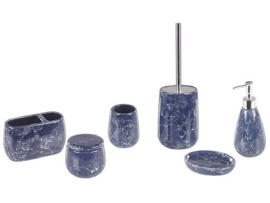 Beliani 6-dielna keramická súprava kúpeľňových doplnkov modrá ANTUCO